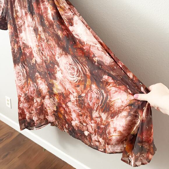 Soft Surroundings Silk & Gold Metallic Long Sleeve Rina Maxi Dress size 12 NEW - Picture 4 of 13